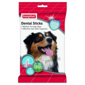 Лакомства за здрави зъби Beaphar Dental Sticks Medium & Large - 7 броя със спирулина и зелен чай 